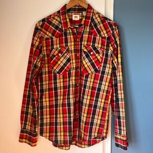 Levi's Mens plaid western shirt size medium red/yellow/black